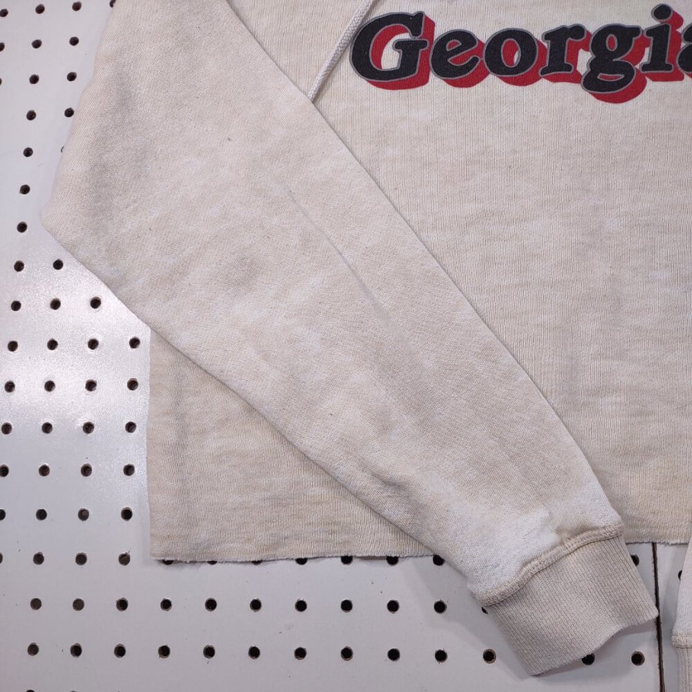 Chicka-D Cropped Cream University of Georgia Hooded Sweatshirt, Size Small - Picture 4 of 8
